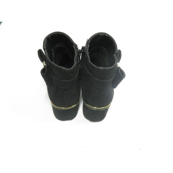 Children’s Place Faux Black Suede Dress Ankle Booties Zip Bow Heel Girls 12 - Picture 6 of 9